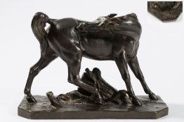 Thomas Cechter,  a bronze figure of a stallion: mounted on a naturalistic rectangular base,