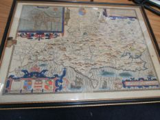 SPEED, John - Dorsetshire : ( Latin text) hand coloured map, 500 x 375 mm, f & g,