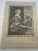 VAN DYKE/LOMBART : 'Dorothea Comitissa De Sunderland', copper engraving, 17th cent.