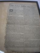 NEWSPAPER : Sam. Farley's Bristol News-paper - single page broadside, f&g, July 17th 1736.