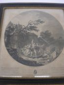 BARTOLOZZI, F : 'Tom Jones, assisting Molly Seagrim', circular stipple engraving, f & g, 1776.
