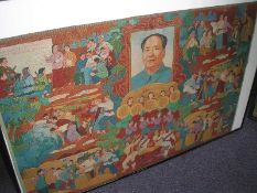CHINESE CULTURAL REVOLUTION: A machine-embroidered poster, circa 60 x 92cm, framed.