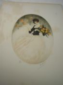 NICHOL : A pair of oval coloured dryprint etchings, signed with limitation by the artist in pencil.