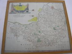 MORDEN, Robert - Somersetshire : hand coloured map, 400 x 355 mm, f&g, c1695.
