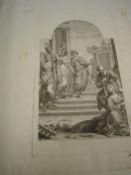 RELIGIOUS PRINTS : 32 copper engraved plates with additional blanks, leather backed marbled boards,