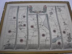 OGILBY, John - [Continuation] of the Road from Barstable to Truro : hand coloured road map,