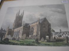 TOTNES : 'Totnes Church', hand coloured lithograph, 240 x 165 mm, W. Spreat, c1842.