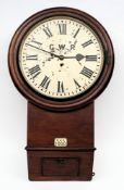 A GWR  mahogany cased single fusee station clock from Exeter St David's Station:,