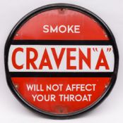 A Craven 'A' circular enamel sign:, 59cm diameter,some retouching.