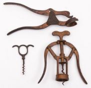 A double lever and lever pull corkscrew by James Heeley & Sons:, all metal with single wire helix,