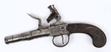 A mid 19th Century flintlock boxlock pocket pistol:, the 4.