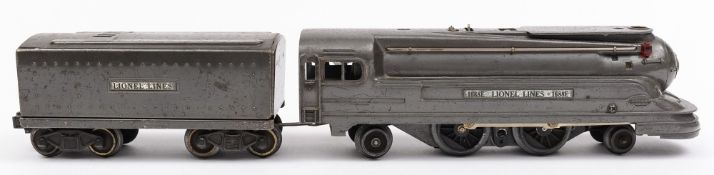 Lionel, a 3RE 4-6-4 locomotive No 665 in black Lionel Lines livery: with eight wheel tender,