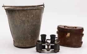 A Government issue George IV tin bucket:, embossed G R centred by a crown,