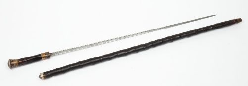 A silver mounted sword stick:,