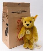 Steiff - A classic blonde plush reproduction 1909 style bear:, stitched snout,