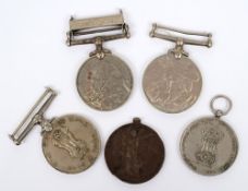 A pair of Indian long service medals, one other Indian medal with single clasp,