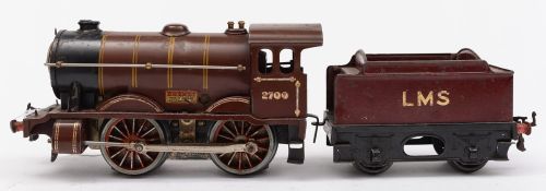 Hornby Series: a 3RE 0-4-0 locomotive No 2700 with unlined four-wheel tender in LMS maroon livery.
