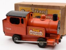 A Tri-ang 'Puff-Puff' tin plate whistling train in original box:..