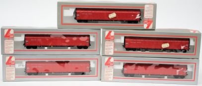 Five Lima 'Railfreight Metals' livery carriages, boxed:.