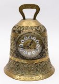 A Victorian Teignmouth Military Tournament cast brass bell clock trophy:,