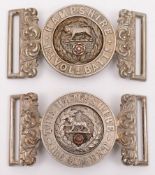 A Hampshire Regiment two piece nickel plated belt buckle:,