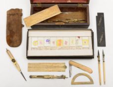 A collection of 19th century  ivory and bone geometry rules and pointers,