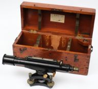 An early 20th century black lacquer level by E R Watts & Son , London:,