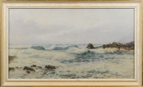 A E Mayer (XX)-
watercolour seascape.