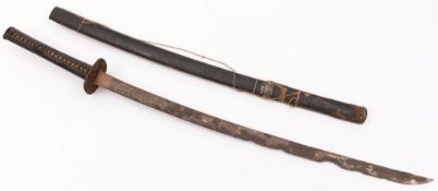 A Japanese Katana possibly late18th/ early 19th century:, the blade in extremely poor condition,
