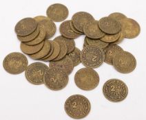 A collection of thirty six brass 'Torbay Co-Op Society Limited' 2lb loaf tockens:, each 2.