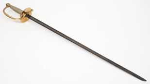 A US 1840 pattern NCO's sword:, brass double shell guard,