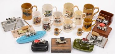 A collection of Lesney Models of Yesteryear pen stands, ashtrays and cigarette boxes,