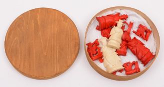 An early 20th century  Chinese ivory and stained chess set:, in the Mandarin style, 7.