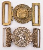 A South Devon militia two piece brass belt buckle:,