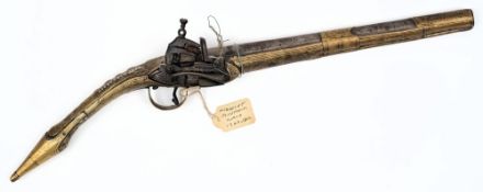 A late 18th Century/early 19th Century Albanian Miquelet flintlock pistol:,