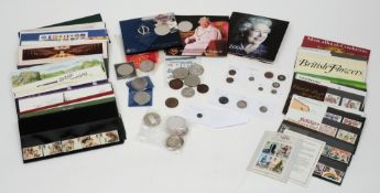 A small collection of GB coinage, commemorative proof sets and First day covers:.