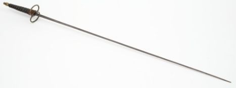 A 19th Century fencing foil:, the rectangular tapering 79cm blade stamped Solingen,