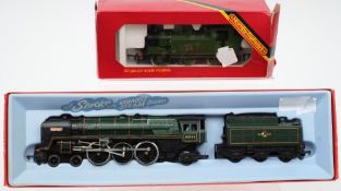 A Tri-ang Hornby Britannia Class 4-6-2 locomotive and tender with 'Syncrosmoke', boxed,