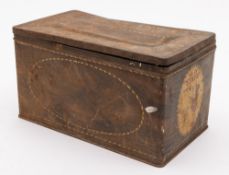 A Halls State Toffee Tin:, the interior having insert with two terracotta inkwells and pen recess.