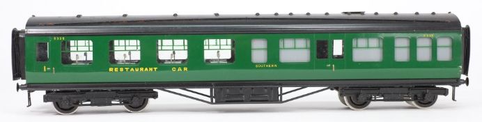 Exley, a 1st/ Restaurant Car:, in Southern green livery.