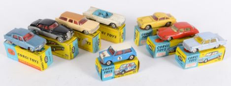 Corgi No 215, Ford Thunderbird, No 217 Fiat 1800, No 218 Aston Martin D.B.