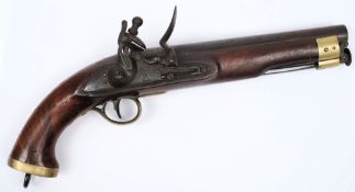 An early 19th Century East India Company flintlock service pistol:, the 22.