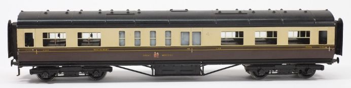 Exley, a 1st/3rd Restaurant Car:, in GWR cream and brown livery.