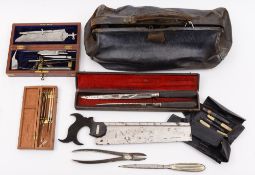 A Field surgeon's amputation set by Gardner, Edinburgh:, contained in a brass bound mahogany case,