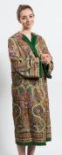 An Edwardian Indian silk and embroidered lady's lounge coat:, decorated with pink,