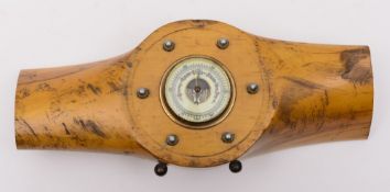 A laminated beech wood aircraft propellor hub:, the top stamped 'Sensenich, model 72C42, SER 80657,