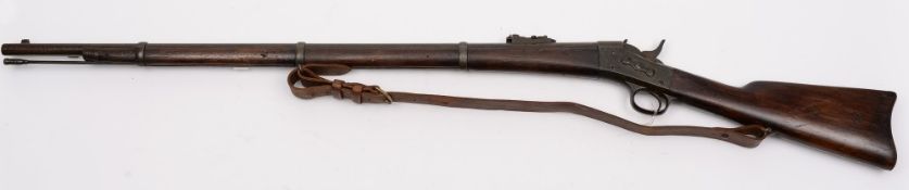 A 19th Century US Remington rolling stock rifle:, the 89cm barrel with ladder rear sight,