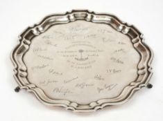 A Royal West African Frontier Force  silver presentation salver  to Captain H D E Verschoyle,