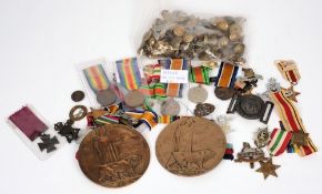 A WWI death plaque, to Edwin Elliot Phair: another death plaque worn and illegible,
