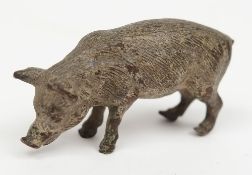 An Austrian cold painted bronze pig:, stamped 'Geschultz' , 5cm long.